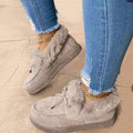 Chaussons Féminins Chaleureux avec Doublure en Fourrure et Nœud Élégant