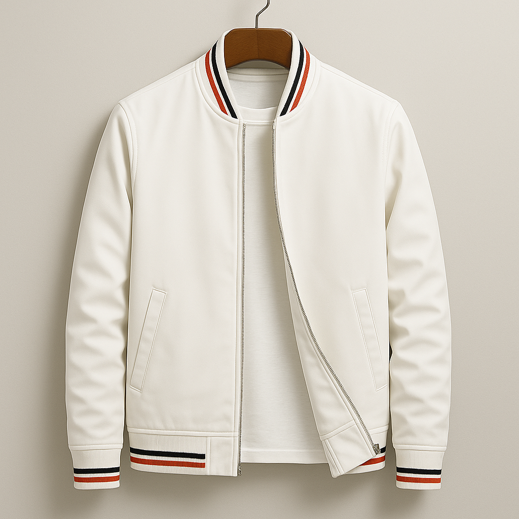 Veste Bomber Zippée pour Homme avec Col Ribané et Poches Frontales
