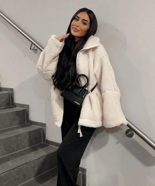 Veste Teddy Oversize pour Femmes, Ultra Douce et Chaude pour l’Hiver