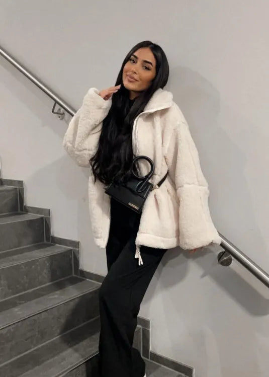 Veste Teddy Oversize pour Femmes, Ultra Douce et Chaude pour l’Hiver