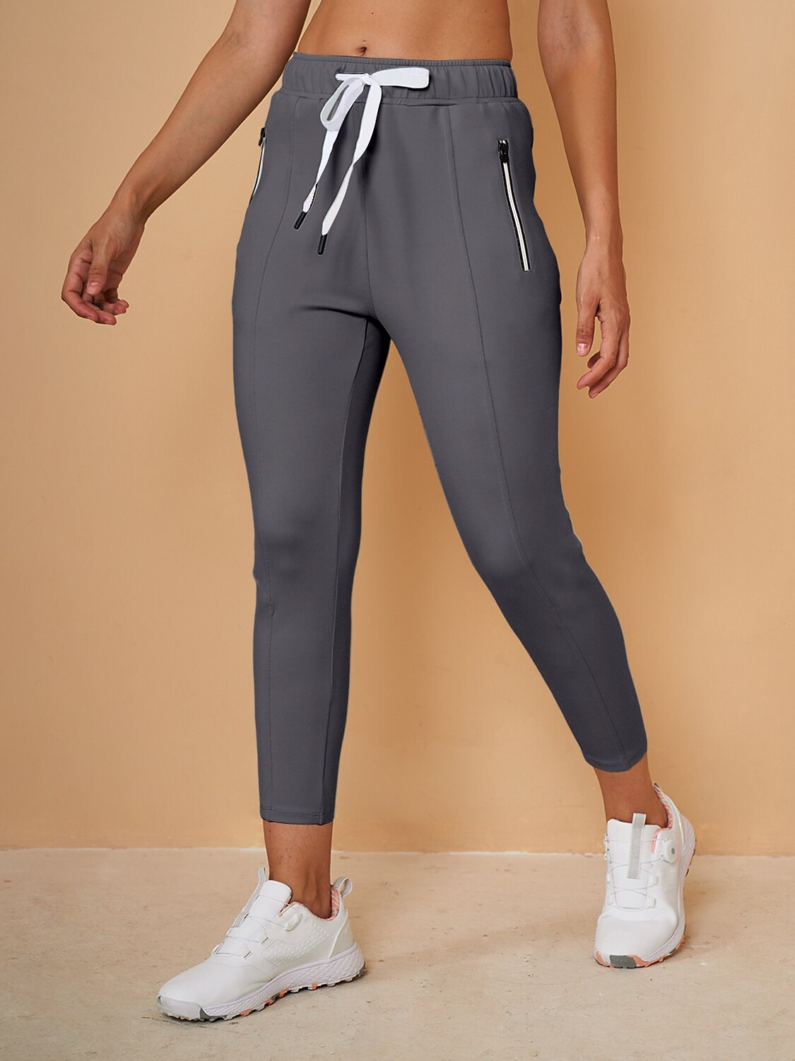 Pantalon Capri en Sweat avec Cordon de Serrage – Coupe Décontractée